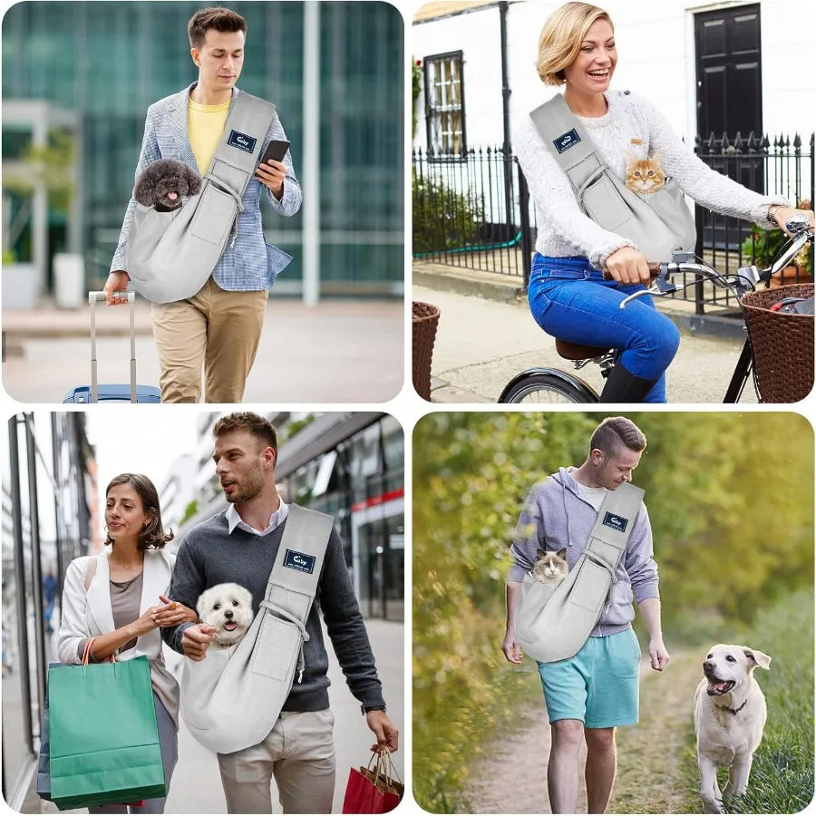 Hign-concerned Dog And Cat Sling Carrier Papoose Bag Hands Free