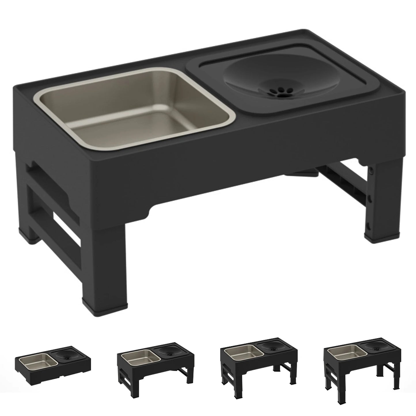 TWISTER.CK Elevated Dog Slow Feeder Stand With Adjustable Heights Bowls