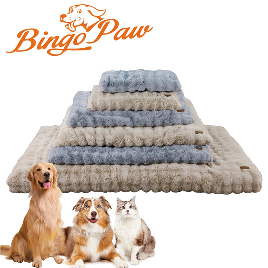 BINGOPAW Ultra Soft Plush Dog Bed with Calming Foam Base