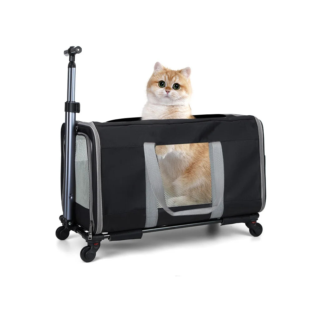 Breed Cat Trolley Carrier for Two Cats With Durable Wheels