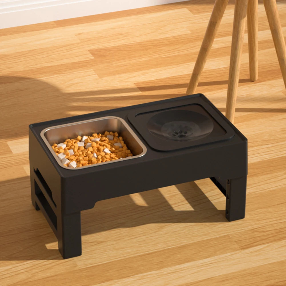 TWISTER.CK Elevated Dog Slow Feeder Stand With Adjustable Heights Bowls