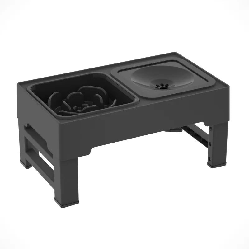 TWISTER.CK Elevated Dog Slow Feeder Stand With Adjustable Heights Bowls