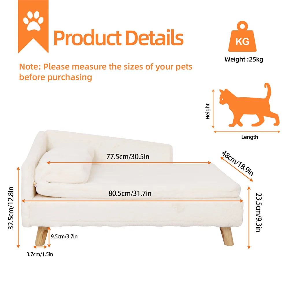BORWARTCN Luxury Elevated Dog Sofa Bed With Backrest