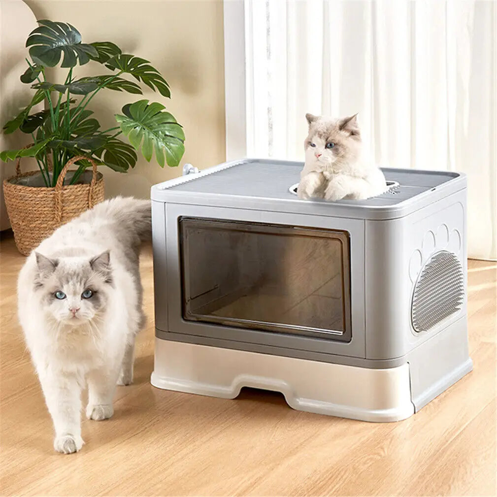Feature Foldable Cat Litter Box Front Entry Top Exit Enclosed