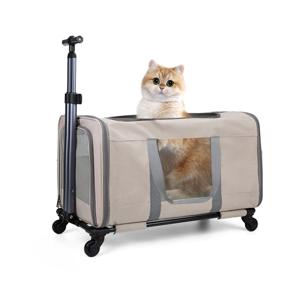 Breed Cat Trolley Carrier for Two Cats With Durable Wheels