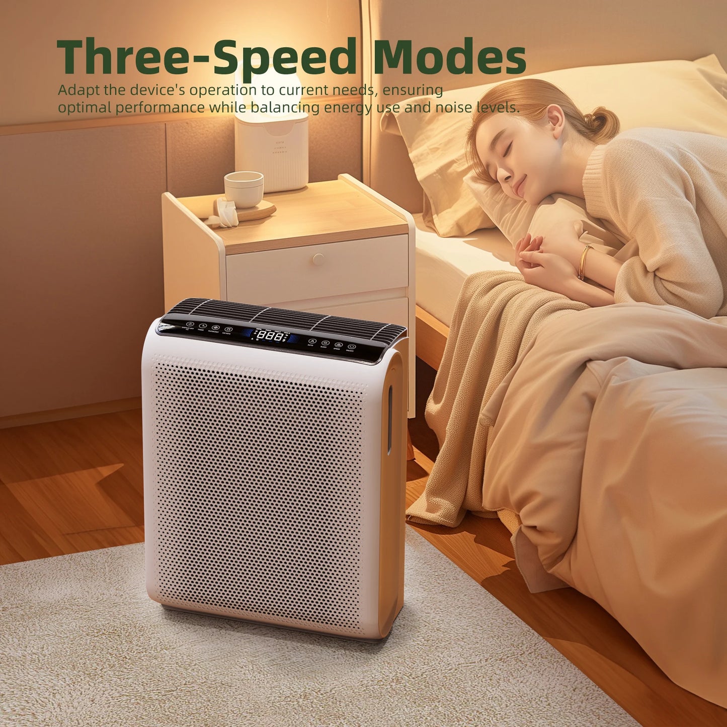 AROEVE Air Purifier Pet Dander Pollen Smoke 3 Speed Timer